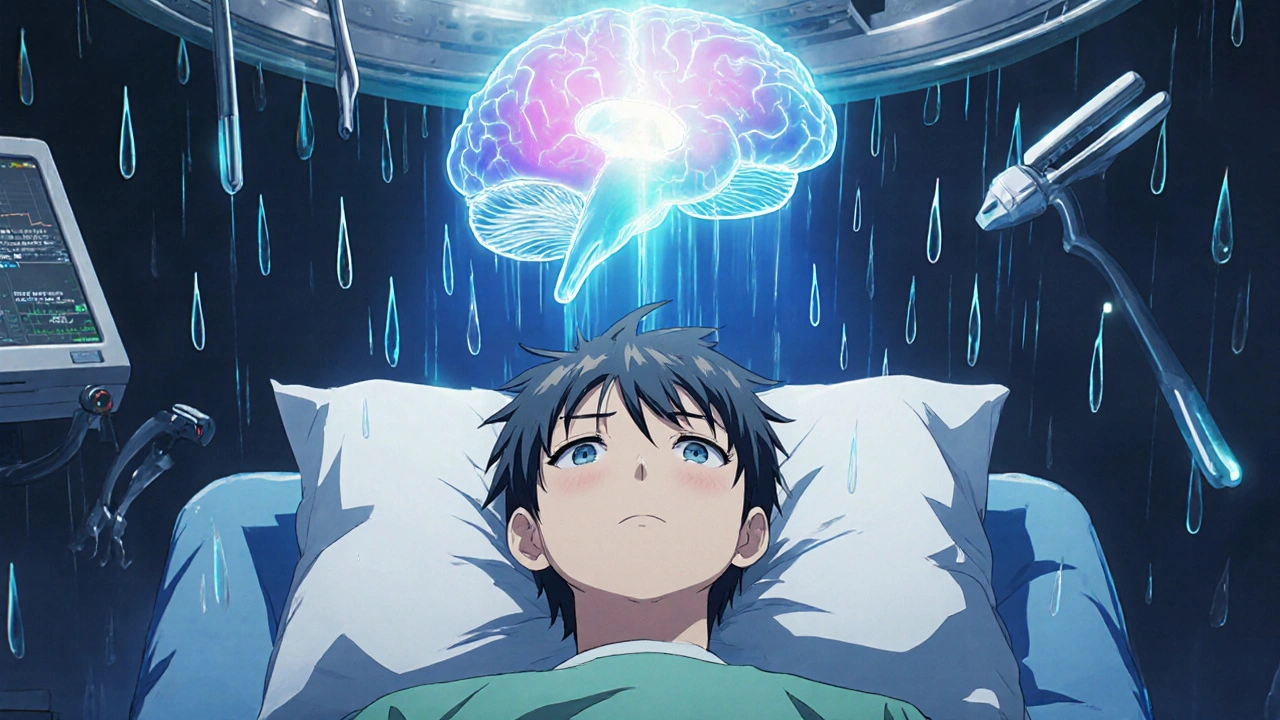 A patient with a holographic tumor display above them during surgery.