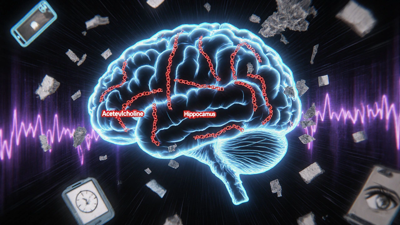 Glowing brain with binding chains blocking memory pathways, fragments dissolving into ash.