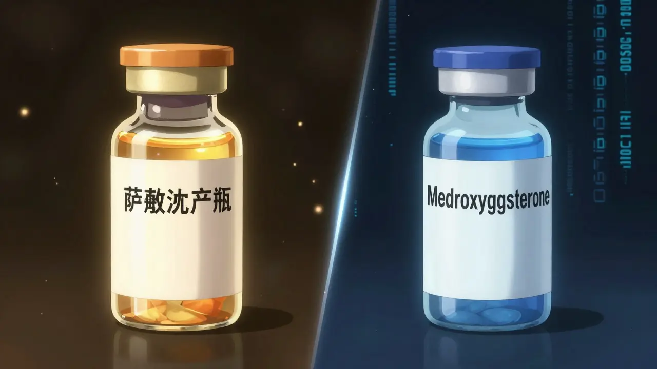 Visual comparison between a brand-name medication and a generic alternative