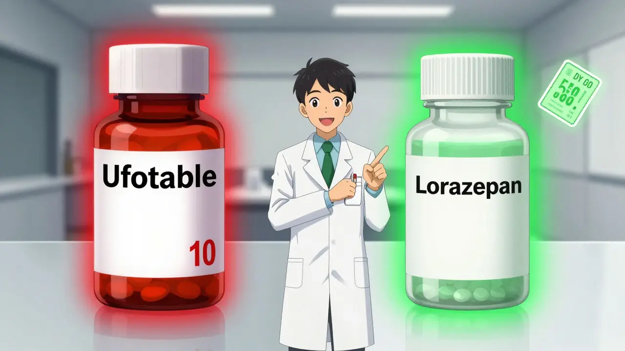 Anime comparison of expensive brand vs cheap generic pills
