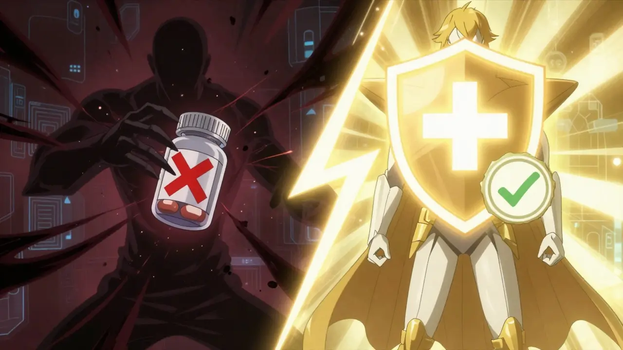 Visual comparison of safe verified pharmacies vs unsafe sites
