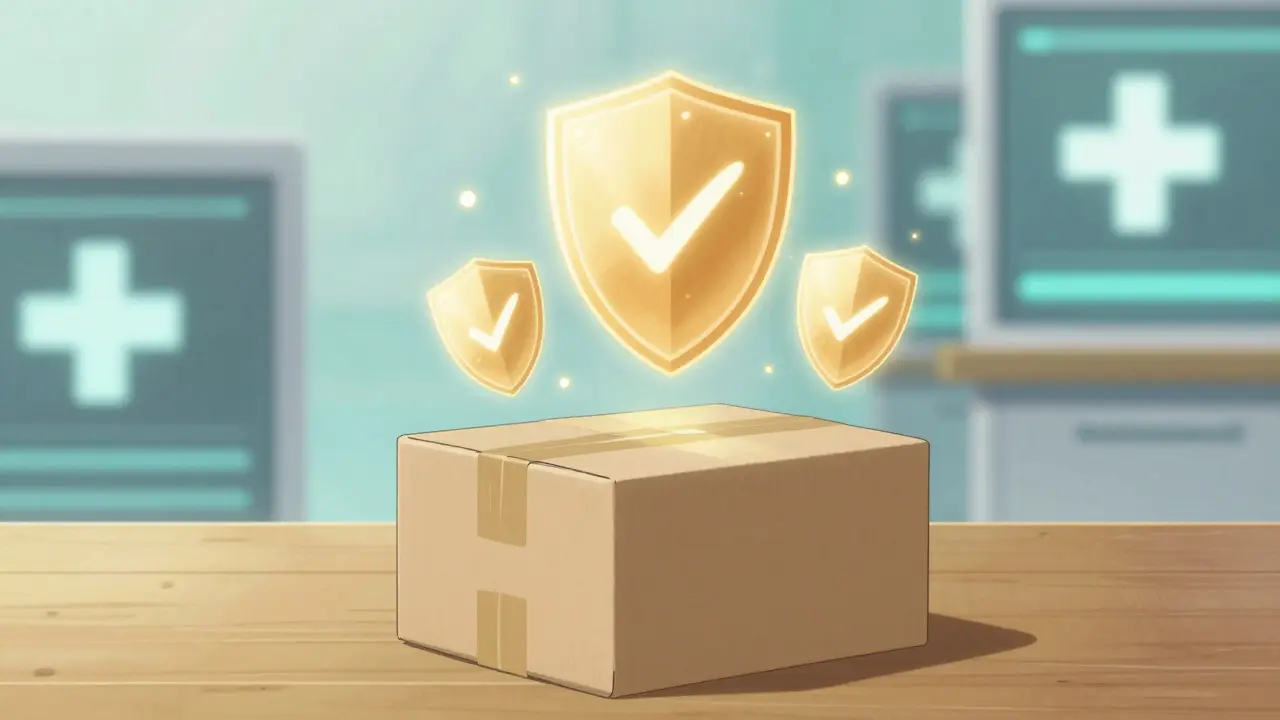 Discreet medicine package with holographic safety shields