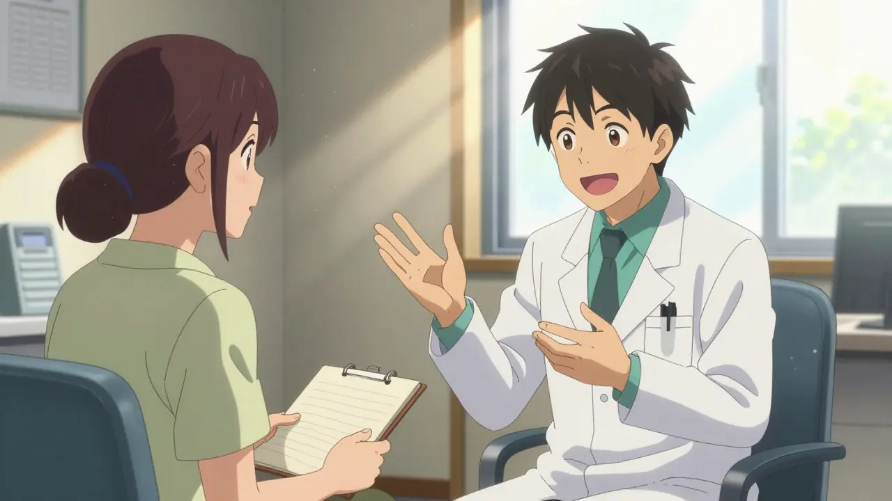 Patient and doctor having a positive consultation
