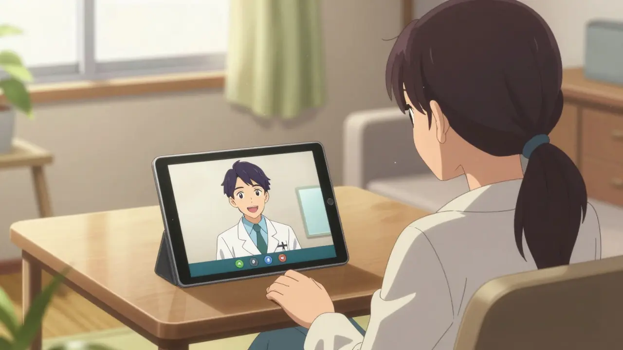 Patient having a calm telehealth video call with a doctor