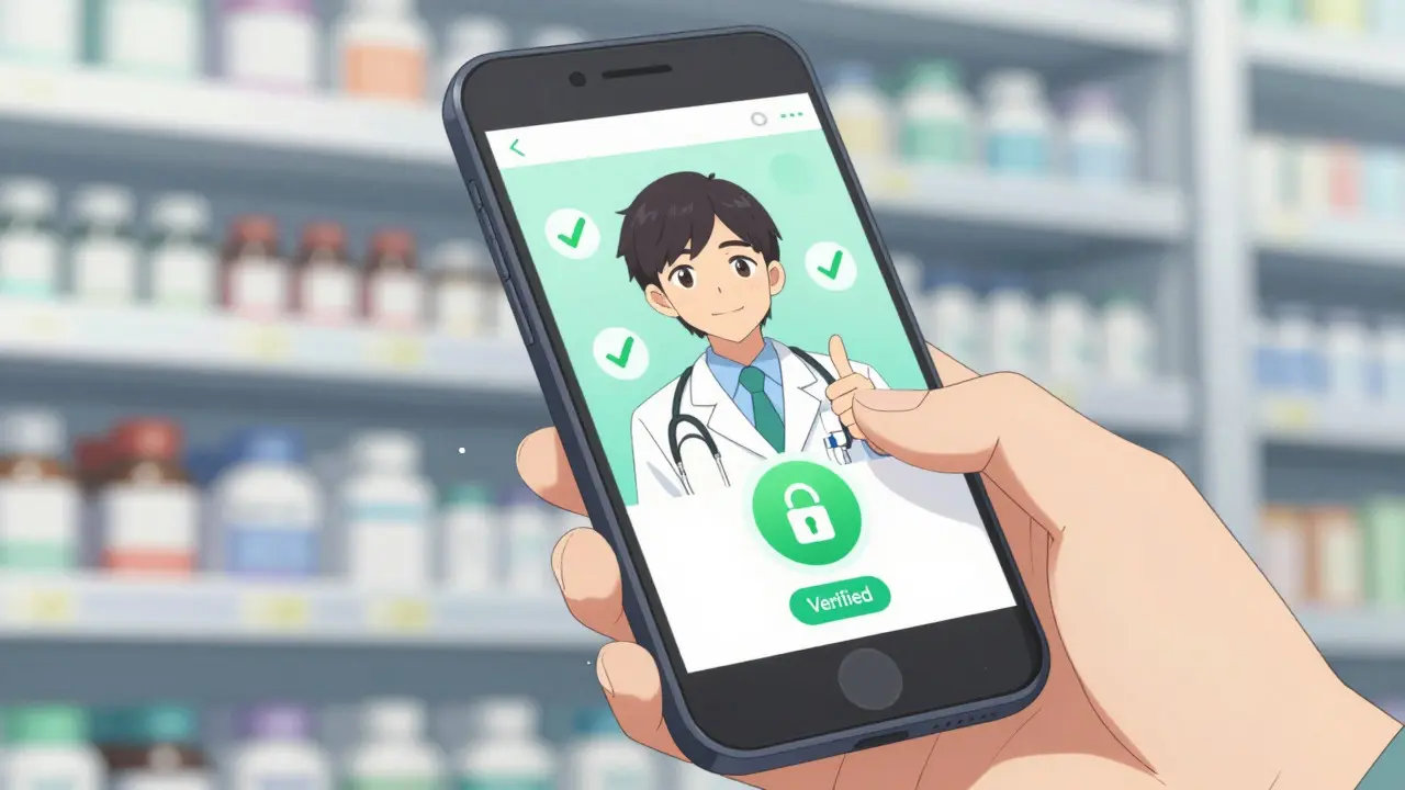 Hand selecting verified telemedicine service for antibiotic prescription