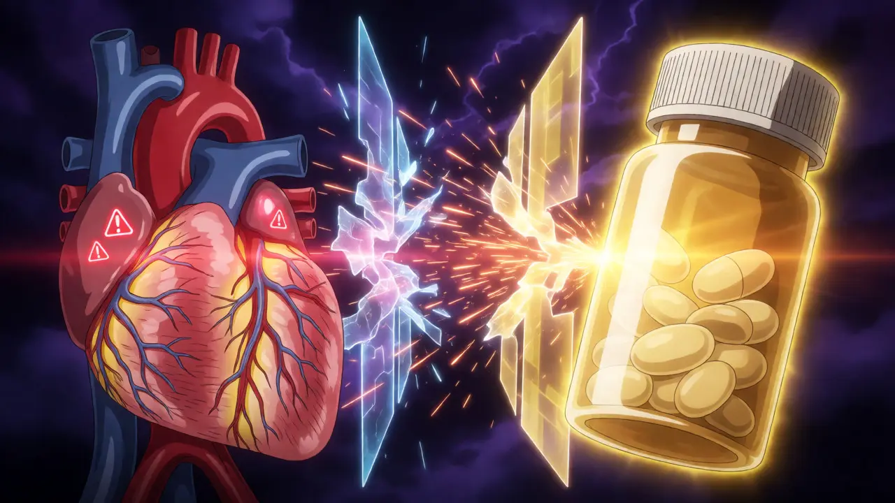 Abstract visualization of drug risks and organ interactions with energy effects
